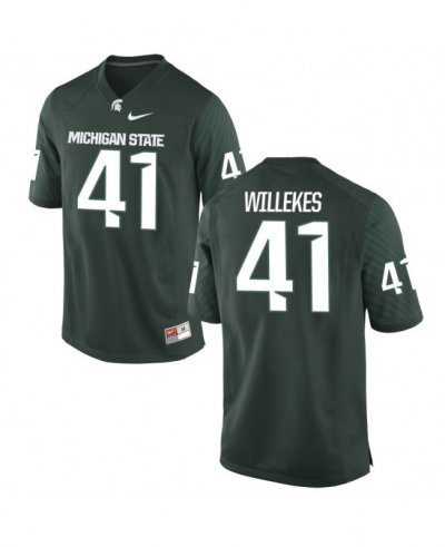 Men's Charles Willekes Michigan State Spartans #41 Nike NCAA Green Authentic College Stitched Football Jersey NO50X61RK